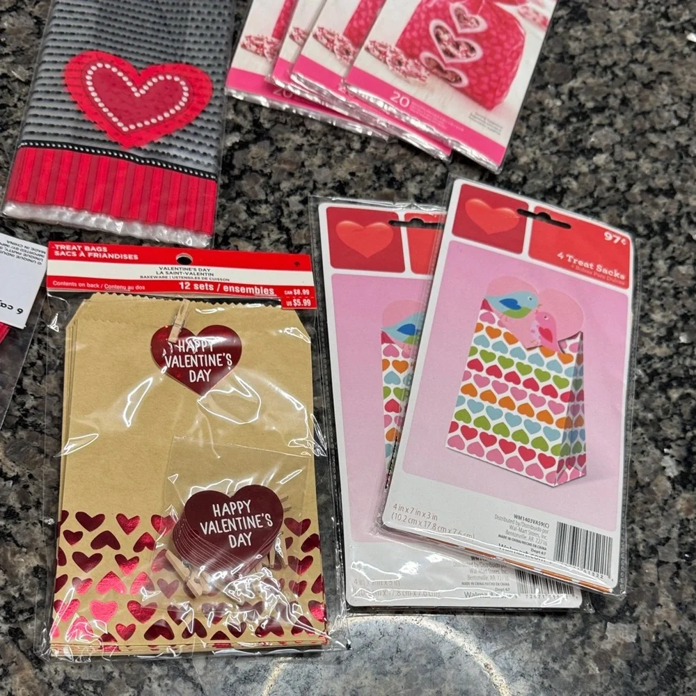 Valentine's Day Party treat gift bag Set - Red and Pink NEW